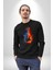 Ateşli Gitar Su ve Ateş Kadın Erkek Siyah Sweatshirt 2