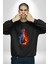 Ateşli Gitar Su ve Ateş Kadın Erkek Siyah Sweatshirt 4