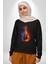 Ateşli Gitar Su ve Ateş Kadın Erkek Siyah Sweatshirt 5