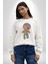 Voofoo Bebeği Doll Doldurulmuş Bebek Kadın Erkek Beyaz Baskılı Sweatshirt 3