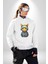 Bandana Kedi Kulaklık Çeket Kadın Erkek Beyaz Baskılı Sweatshirt 4