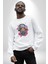 Maske Duman Corona Müzik Kulaklık Kadın Erkek Beyaz Baskılı Sweatshirt 2