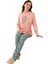 Kadın Pembe Viskon Uzun Kollu Pijama Takımı 240628 2