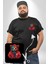 Kırmızı Hoodie Ayı Siyah Büyük Beden Kadın Basic Minimal Baskılı Tişört 4