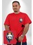 Kulaklık Ayı Panda Kırmızı Büyük Beden Kadın Basic Minimal Baskılı Tişört 4