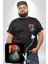 Tokyo Revengers Mikey Red Moon Siyah Büyük Beden Kadın Basic Minimal Baskılı Tişört 3