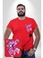 Pembe Panter Kırmızı Büyük Beden Kadın Basic Minimal Baskılı Tişört 3
