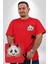 Panda Mandala Kırmızı Büyük Beden Kadın Basic Minimal Baskılı Tişört 1