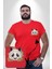 Panda Mandala Kırmızı Büyük Beden Kadın Basic Minimal Baskılı Tişört 3