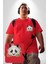 Panda Mandala Kırmızı Büyük Beden Kadın Basic Minimal Baskılı Tişört 4
