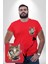 Red Cloud Kedi Hintli Kırmızı Büyük Beden Kadın Basic Minimal Baskılı Tişört 2