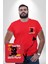 Dışarı Çık Ve Oynayalım Teddy Kırmızı Büyük Beden Kadın Basic Minimal Baskılı Tişört 3