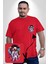 Ay Mars Astronot Kırmızı Büyük Beden Kadın Basic Minimal Baskılı Tişört 1