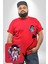 Ay Mars Astronot Kırmızı Büyük Beden Kadın Basic Minimal Baskılı Tişört 3