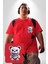 Freddy Korkunç Ayı Kırmızı Büyük Beden Kadın Basic Minimal Baskılı Tişört 4