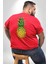 Ananas Meyve Büyük Beden Kırmızı Tişört Kadın Erkek Ünisex Sırt Baskılı 4