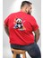 Renkli Yavru Panda Büyük Beden Kırmızı Tişört Kadın Erkek Ünisex Sırt Baskılı 1