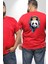 Kulaklık Ayı Panda Büyük Beden Kırmızı Tişört Kadın Erkek Ünisex Sırt Baskılı 2
