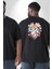 Porselen Çiçek Kalp Büyük Beden Siyah Tişört Kadın Erkek Ünisex Sırt Baskılı 2