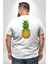 Ananas Meyve Büyük Beden Beyaz Tişört Kadın Erkek Ünisex Sırt Baskılı 4