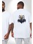 Beyaz Beyaz Şahin Kafası Büyük Beden Beyaz Tişört Kadın Erkek Ünisex Sırt Baskılı 2