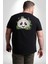 Panda Mandala Büyük Beden Siyah Tişört Kadın Erkek Ünisex Sırt Baskılı 1