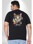 Red Cloud Kedi Hintli Büyük Beden Siyah Tişört Kadın Erkek Ünisex Sırt Baskılı 1