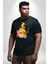 Winnie The Pooh Piglet Tiger Siyah Büyük Beden Erkek Kadın Unisex Basic Ön Baskılı Tişört 1