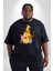 Winnie The Pooh Piglet Tiger Siyah Büyük Beden Erkek Kadın Unisex Basic Ön Baskılı Tişört 2