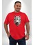 Beyaz Kurt Kafası Kırmızı Büyük Beden Erkek Kadın Unisex Basic Ön Baskılı Tişört 1