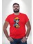 Robot Kız Müzik Kulaklık Şapka Kırmızı Büyük Beden Erkek Kadın Unisex Basic Ön Baskılı Tişört 3