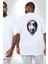 Maske Takan Kahraman Kafası Büyük Beden Beyaz Tişört Kadın Erkek Ünisex Sırt Baskılı 2