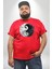 Kırmızı Beyaz Ying Yang Kırmızı Büyük Beden Erkek Kadın Unisex Basic Ön Baskılı Tişört 1