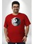 Kırmızı Beyaz Ying Yang Kırmızı Büyük Beden Erkek Kadın Unisex Basic Ön Baskılı Tişört 2