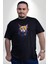 Şimşek Yağmur Kedi Siyah Büyük Beden Erkek Kadın Unisex Basic Ön Baskılı Tişört 5