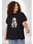 Beyaz Kaplan Siyah Büyük Beden Erkek Kadın Unisex Basic Ön Baskılı Tişört 2