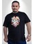 Porselen Çiçek Kalp Siyah Büyük Beden Erkek Kadın Unisex Basic Ön Baskılı Tişört 1