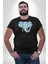 Mandala Renkli Fil Siyah Büyük Beden Erkek Kadın Unisex Basic Ön Baskılı Tişört 2