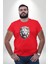 Beyaz Kaplan Kükreme Kırmızı Büyük Beden Erkek Kadın Unisex Basic Ön Baskılı Tişört 1