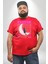 Parlayan Kırmızı Kedi Kırmızı Büyük Beden Erkek Kadın Unisex Basic Ön Baskılı Tişört 1
