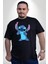 Lilo And Stitch Çizgi Film Animasyon Siyah Büyük Beden Erkek Kadın Unisex Basic Ön Baskılı Tişört 2