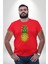 Ananas Meyve Kırmızı Büyük Beden Erkek Kadın Unisex Basic Ön Baskılı Tişört 4