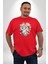 Porselen Çiçek Kalp Kırmızı Büyük Beden Erkek Kadın Unisex Basic Ön Baskılı Tişört 2