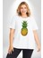 Ananas Meyve Beyaz Büyük Beden Kadın Erkek Ünisex Basic Ön Baskılı Tişört 2
