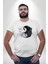 Beyaz Beyaz Ying Yang Beyaz Büyük Beden Kadın Erkek Ünisex Basic Ön Baskılı Tişört 5