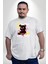 Dışarı Çık Ve Oynayalım Teddy Beyaz Büyük Beden Kadın Erkek Ünisex Basic Ön Baskılı Tişört 3