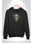 Bizon Inek Kafatası Kurumuş Kadın Erkek Siyah Kapüşonlu Sweatshirt Hoodie 5