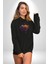 Yağlı Boya Elma Kadın Erkek Siyah Kapüşonlu Sweatshirt Hoodie 2