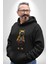 Spor Eşofman Takımı Sarı Kedi Insan Kadın Erkek Siyah Kapüşonlu Sweatshirt Hoodie 3