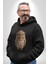 Baykuş Kadın Erkek Siyah Kapüşonlu Sweatshirt Hoodie 3